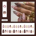 Polka dot plaknagels met 3D bloemen in geel en roze, model Z1254 voor dames - Z1254 Polka Dot Franse Stijl (Met Lijm)