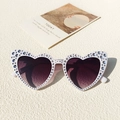 Occhiali da sole a cuore per bambina con montatura in strass bianchi e lenti viola - Bianco