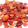 Red agate and carnelian heart-shaped stones in translucent polished finish - Red Agate