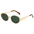 Gafas de sol ovales con montura dorada y lentes verde oscuro de estilo retro clásico - Montura Dorada Verde Oscuro Polarizado (Puntas de Leopardo)