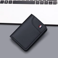 Cartera fina de cuero negro para hombre con cinta tricolor en un escritorio de negocios - 118 Estilo Vertical / Negro