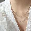 Collana girocollo doppia in argento con delicati ciondoli a forma di rombo geometrico - Colore Acciaio (40/45+5cm)