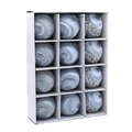 Set of 12 grey Christmas tree ornaments in three textures in a white gift box - Set of 12 / Iron Grey