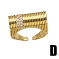 Adjustable wide gold-plated ring featuring vertical ridges and shimmering cubic zirconia stones - Vertical Striped Grooves (D)