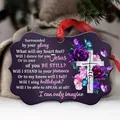 Religious purple acrylic Christmas ornament with floral patterns and cross for holiday decor - Religious Hymn-Purple Flowers