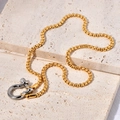 Collana minimalista in acciaio inossidabile placcato oro 18k con chiusura a ferro di cavallo - Mix Argento-Oro