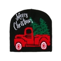 Dettaglio berretto nero in maglia con camion rosso e motivo Merry Christmas - Taglia unica(56-58cm) / Motivo Camion Nero (Stile B)