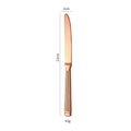 Rose gold stainless steel dinner knife with grooved handle and 23cm length measurement - Dinner Knife / Rose Gold