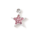 Colgante de estrella chapado en plata con una brillante piedra preciosa rosa - Diamante de Imitación Rosa Plateado