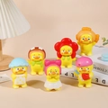 Set of six cute yellow duck figurines with colorful hats and headgear for home decoration - Large Yellow Duck 11cm
