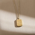 Collana in acciaio inossidabile placcato oro 18K con ciondolo rettangolare Good Luck - Collana Rettangolo Buona Fortuna Oro