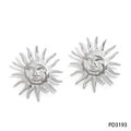 Elegante silberne Edelstahl-Ohrstecker mit Sonnengesicht und strahlenden Himmelsstrahlen - Sonnen Gesicht Ohrringe (PD3163) / Silber