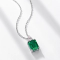 Collana vintage in argento S925 con gemma verde taglio smeraldo e cristallo a goccia - Argento 925 / Argento [Con catena]