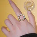 Eleganter vergoldeter offener Ring mit weißem Zirkon-Besatz für Damen - Gold