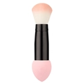 Dual-ended makeup brush with pink gradient powder bristles and blending sponge tip - Bullet Tip / Pink