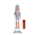 38cm Macaron color nutcracker soldier with candy cane and festive red gift box - 38cm / Macaron Pink(Z3824)