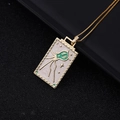 Collana con ciondolo tarocchi dorato con smalto bianco e simbolo verde a stella - 03-Zodiaco Cuore Bianco Verde