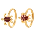 Böhmisches Set mit goldenen Meeresschildkröten-Ringen und roter Emaille-Verzierung - Einstellbar / Schildkröte 2er-Set (N-932) / Gold+Rot