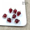 Set of seven red resin strawberry pendants with gold accents and 20x13mm dimensions - 7# Dark Red