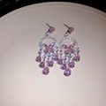 Orecchini a goccia in argento con zirconi rosa e ciondolo a farfalla stile lussuoso - Perno in Argento-Rosa-Orecchini a Bottone