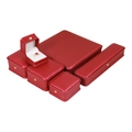 Red jewelry gift box set with gold crown buckle for rings and necklace display - Ring Box (White Interior) / Red