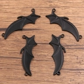 Set of 4 black zinc alloy bat wing charms for DIY Halloween jewelry making - Style 12 18x49mm