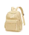 Retro cream corduroy backpack with multi-pocket design for students and outdoor travel - Small / Light Yellow