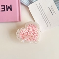 Haarklammer in Herzform aus Acetat mit Schleife und rosa-weißem Punktmuster - Rosa 6.5cm
