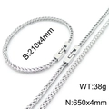Silbernes Edelstahl-Panzerketten-Set mit Halskette und Armband im gewebten Metalldesign - Stahl Set (KS219711-KFC)