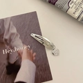 Silver metal BB hair clip featuring a heart pendant with a small rhinestone - 6 Heart Sister Forever (Single)