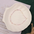 Handmade beaded bracelet with pink and white beads and gold accents in a shell tray - Style 8-Pink White Gold Seed Beads