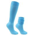 Bright blue ribbed slouch socks for men and women made of thick knitted cotton blend - Sapphire Blue