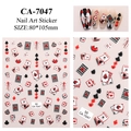 Macro shot of 5D embossed nail stickers featuring vintage poker cards and bow ties - CA-7047