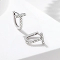 Eleganti orecchini a cerchio a T in argento S925 con pavé di zirconi cubici scintillanti - Argento (Placcato Platino Orecchino T-Shape Con Zirconia)
