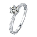 Classic S925 sterling silver ring with 0.5ct moissanite in a 6-prong silver setting - US 5.25 / Snake Bone-0.5ct