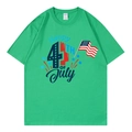 T-shirt vert vif taille L avec imprimé Happy 4th of July et graphique drapeau USA - Vert (Happy 4th of July)