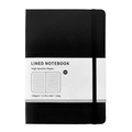 Professional A5 black lined notebook with 100gsm paper and elastic strap closure - Elegant Black (Lined)