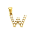 Pendentif lettre W doré personnalisé avec incrustation de perles blanches pour femmes - Lettre W (SP149G-W)