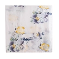 Elegant white floral silk scarf with yellow and purple print for beach sun protection - 85x180cm / Ink Peony Flower