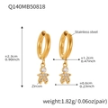 Golden stainless steel hoop earrings with sparkling zircon encrusted little prince charms - Gold-Q140