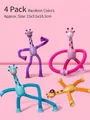 Set of 4 telescopic giraffe suction cup toys in purple pink blue and yellow colors - 4-Pack Telescopic Giraffe (No Light)