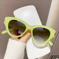 Fluorescent green cat eye sunglasses with dark gradient lenses for fashion street style - Green Lens Gradient Grey