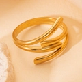 Elegant gold multi-layered wrap ring with polished finish in an adjustable open style - Gold 124