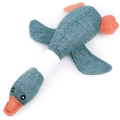 Blue plush duck dog toy with orange beak and durable rope neck for heavy chewers - Dark Green Goose