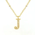 Elegant gold letter J necklace for women with micro-pave crystal butterfly detail - Letter J / Gold