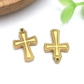 Pendentifs croix en acier inoxydable doré avec bordure perlée pour bijoux DIY - 19x13x3mm Croix d'Or(T2419)
