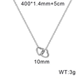 Collar de doble corazón de plata chapado en 18K con cadena de 40cm y colgante de 10mm - Plata (KN293149-YWYM)