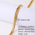 Detailed view of 7mm gold-plated stainless steel Cuban link chain with 18K finish - 7mm Gold-18+5cm Bracelet
