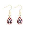 Independence Day teardrop earrings with red white blue star shield in gold finish - Style 24-Teardrop Star and Stripes Pentagram Earrings