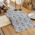 Nordic dark blue baroque pattern table runner on wooden table with picnic decor - 30*160cm / Blue and White Porcelain